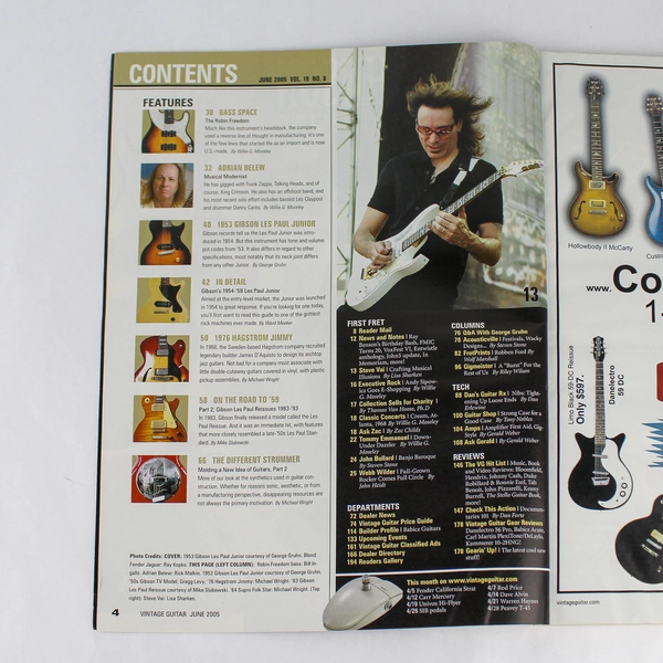 Vintage Guitar Magazine June 2005 Steve Vai '53 Gibson Les Paul Vol 19 No 08