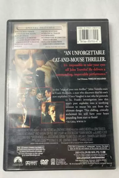 Domestic Disturbance DVD John Travolta Vince Vaughn 2001 Good Condition