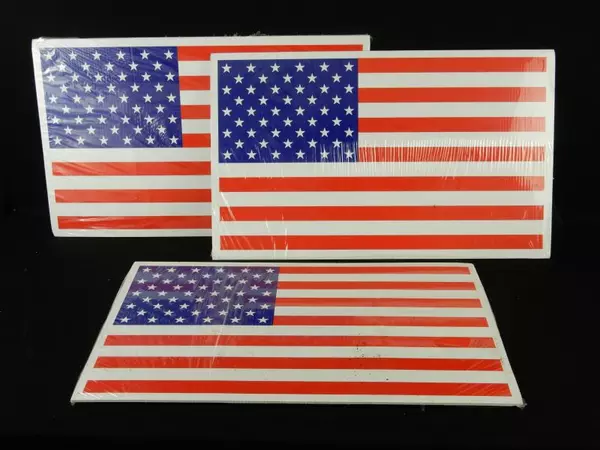 Lot of 3 USA Yard Flags with Stand - 4th of July Corrugated Signs