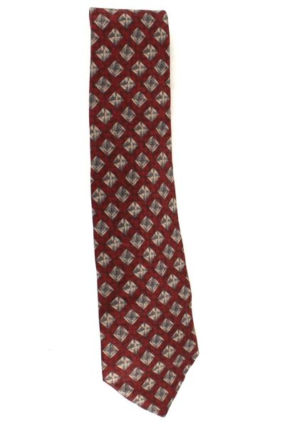 Lot of 2 Henry Grethel Men's Ties - Navy Blue & Brick Red Geometric Designs
