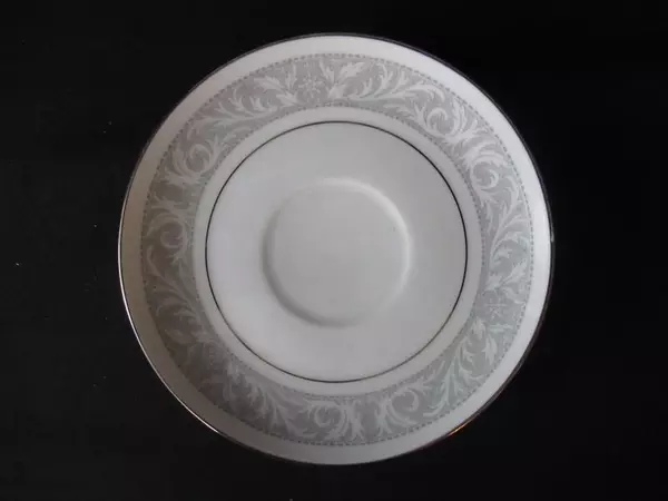 Imperial China W. Dalton 6.25" Saucer Plate Gray Band Silver Trim