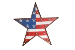 Patriotic Metal Star Wall Hanging USA Stars & Stripes 17" Vintage Decor