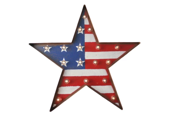 Patriotic Metal Star Wall Hanging USA Stars & Stripes 17" Vintage Decor
