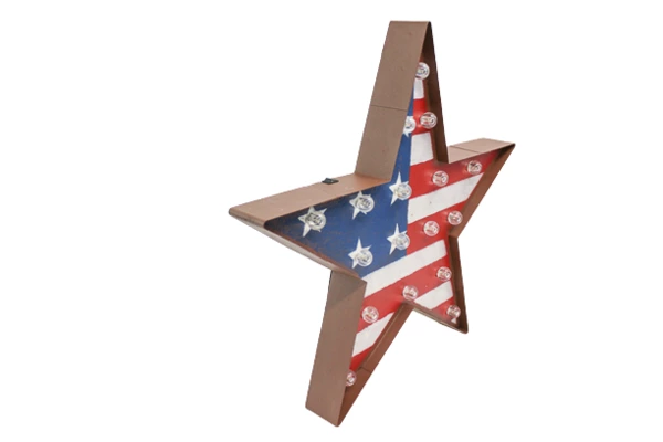 Patriotic Metal Star Wall Hanging USA Stars & Stripes 17" Vintage Decor