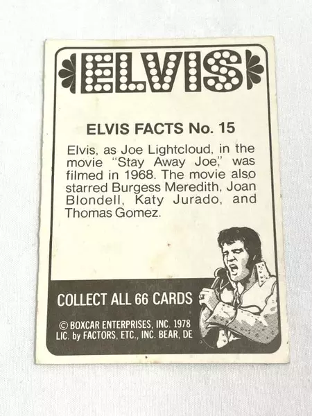 Vintage 1978 Boxcar Enterprises Elvis Facts Card No. 15 Collectible Card