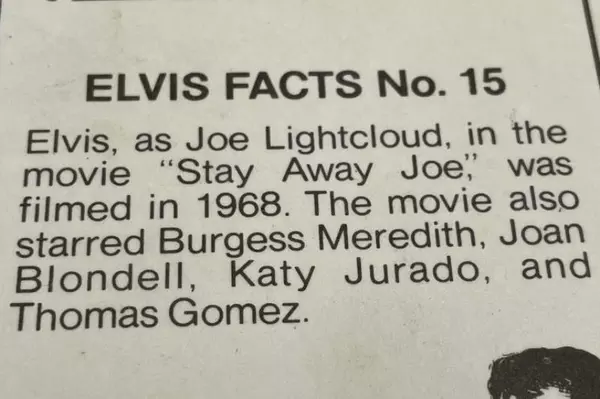 Vintage 1978 Boxcar Enterprises Elvis Facts Card No. 15 Collectible Card