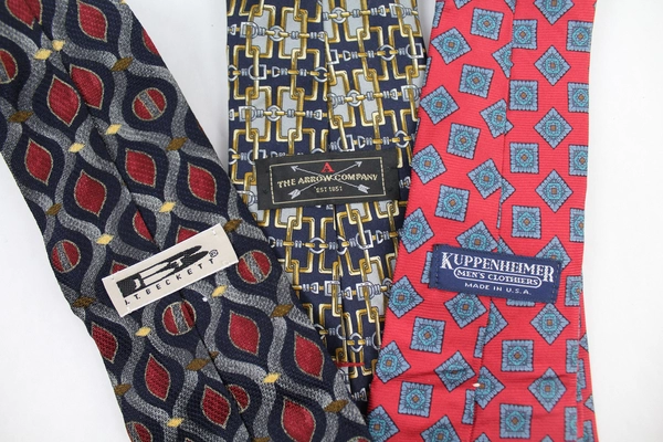 Lot of 3 Men's Silk Ties by Arrow Co, J.T. Beckett Kuppenheimer 60"