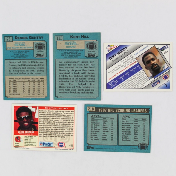 Lot of 5 Topps NFL Cards 1988-1991 - Stars & Commons Collector's Set