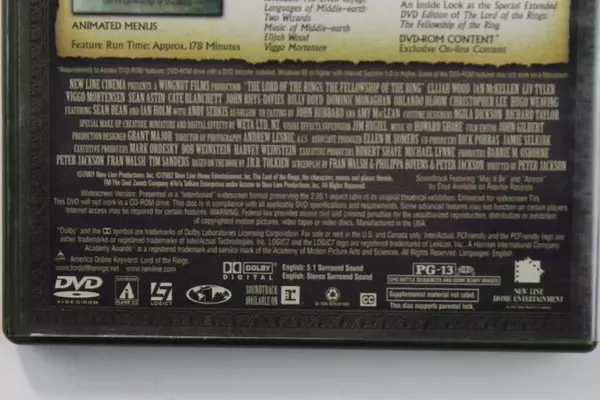 The Lord of the Rings: Fellowship of the Ring DVD Widescreen 2002 PG-13