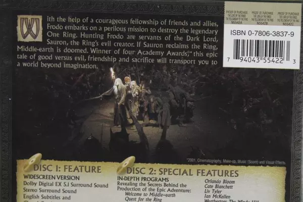 The Lord of the Rings: Fellowship of the Ring DVD Widescreen 2002 PG-13