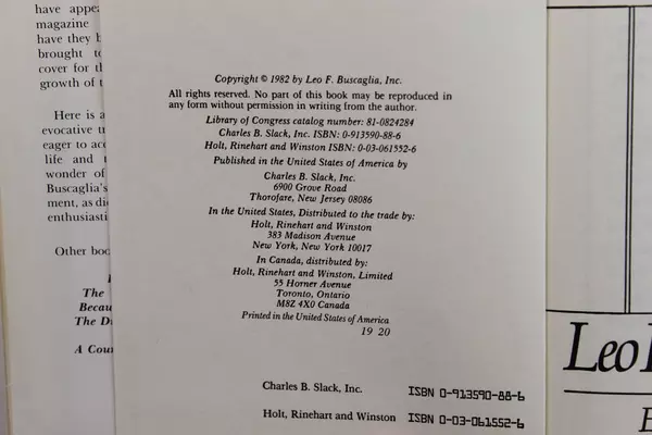 Living Loving and Learning by Leo Buscaglia, PhD 1982 HC Good Condition