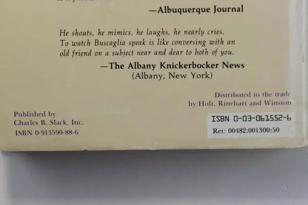 Living Loving and Learning by Leo Buscaglia, PhD 1982 HC Good Condition