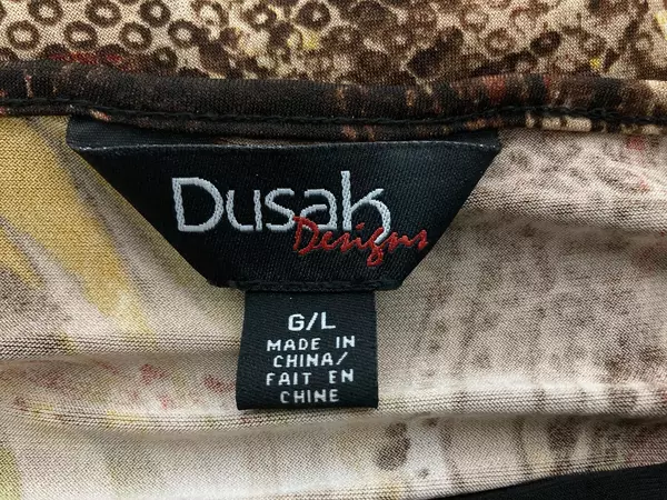 Dusak Design Women's Tunic Top L Multicolored Abstract 3/4 Sleeve Shirt