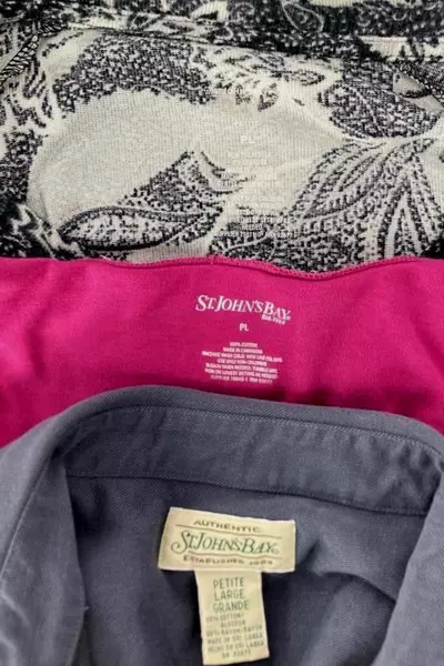 Lot of 3 St John's Bay Women's Long Sleeve Tops Petite Large Fuchsia Gray Black