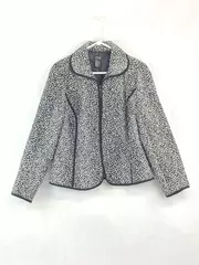 RQT Petite Women's Jacket PL Black White Animal Print Full Zip Good Condition