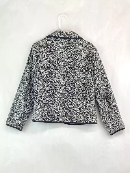RQT Petite Women's Jacket PL Black White Animal Print Full Zip Good Condition