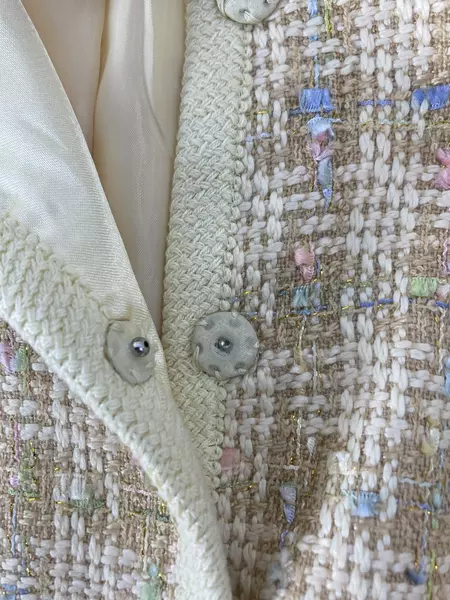 Vintage J.G. Hook Women's Blazer Size 16 Yellow Beige Snap Buttons Shoulder Pads