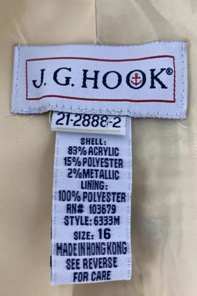 Vintage J.G. Hook Women's Blazer Size 16 Yellow Beige Snap Buttons Shoulder Pads