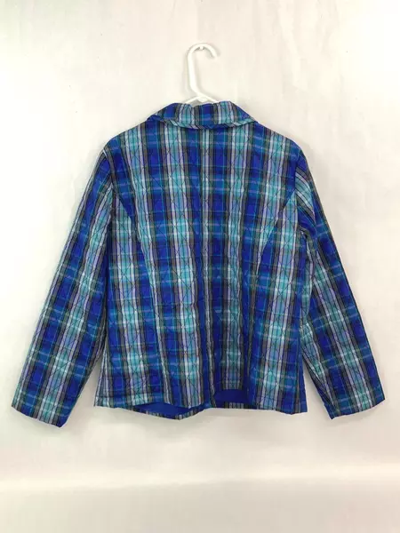 RQT Women's XL Purple Striped Argyle Quilted Button-Up Jacket - Pre-Owned