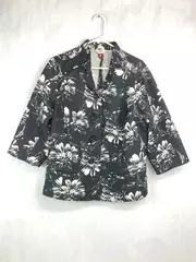 C.J. Banks Women's Floral Jacket Black White XL Very Good Pre-Owned Fashion