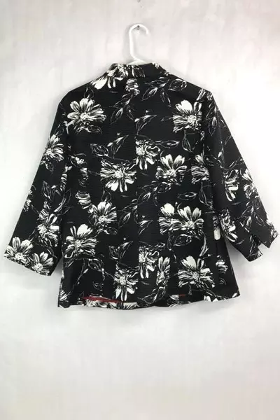 C.J. Banks Women's Floral Jacket Black White XL Very Good Pre-Owned Fashion
