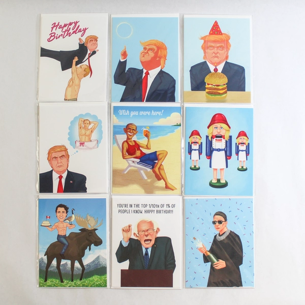 Lot of 9 Funny Political Birthday & Occasion Greeting Cards - Sealed