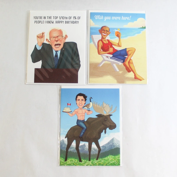 Lot of 9 Funny Political Birthday & Occasion Greeting Cards - Sealed
