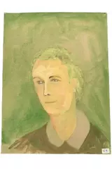 Hand Painted Art Judge Shades of Green July 2013 Portrait Handmade Artist  