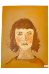 Hand Painted Art Lady Shades of Orange July 2013 Portrait Artist Handmade 