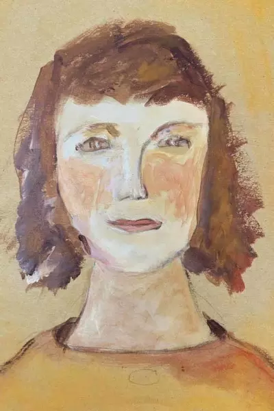 Hand Painted Art Lady Shades of Orange July 2013 Portrait Artist Handmade 