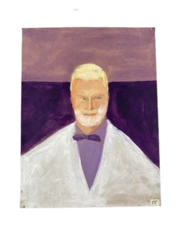 Hand Painted Watercolor Portrait of Doctor Shades of Purple July 2013
