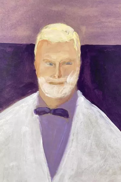 Hand Painted Watercolor Portrait of Doctor Shades of Purple July 2013