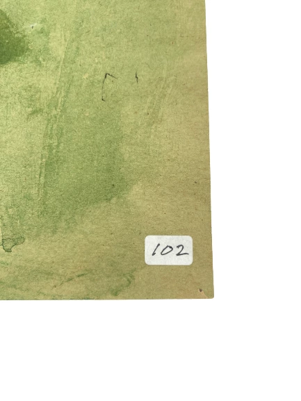 Hand-Painted Watercolor Portrait of Lady Green Tones July 2013 Art