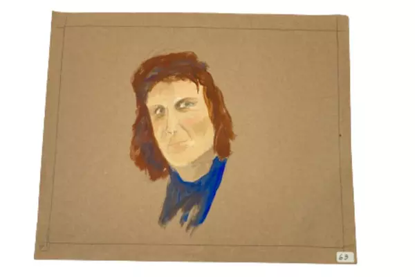 Hand Painted Art Guy Shades of Blue and Brown June 2013 Portrait Handmade 