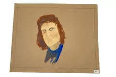 Hand Painted Art Guy Shades of Blue and Brown June 2013 Portrait Handmade 