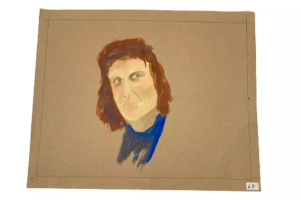 Hand Painted Art Guy Shades of Blue and Brown June 2013 Portrait Handmade 