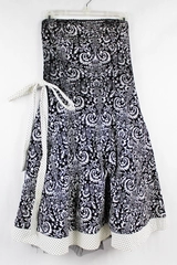 Ruby Rox Women's Size 9 Strapless Dress Black White Damask Polka Dots