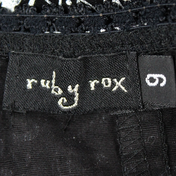 Ruby Rox Women's Size 9 Strapless Dress Black White Damask Polka Dots