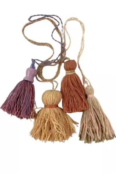 Lot of 4 Mary Rash Handmade Tassels - Pink Tan Purple Oregon Crafts