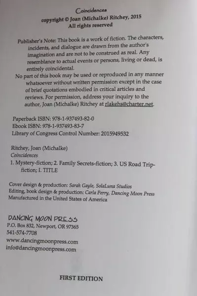 Coincidences by Joan Michalke Ritchey 2015 Paperback - Good Condition