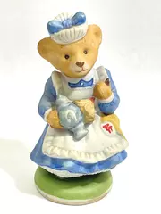 1986 Franklin Mint Francine Bear Porcelain Figurine Blue Dress Collectible