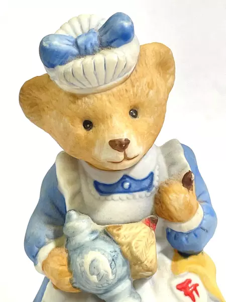 1986 Franklin Mint Francine Bear Porcelain Figurine Blue Dress Collectible