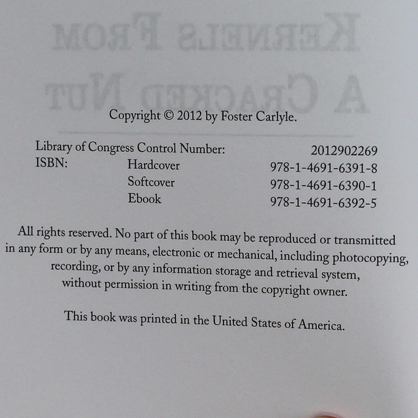 Kernels From A Cracked Nut by Foster Carlyle 2012 Xlibris Paperback Novel