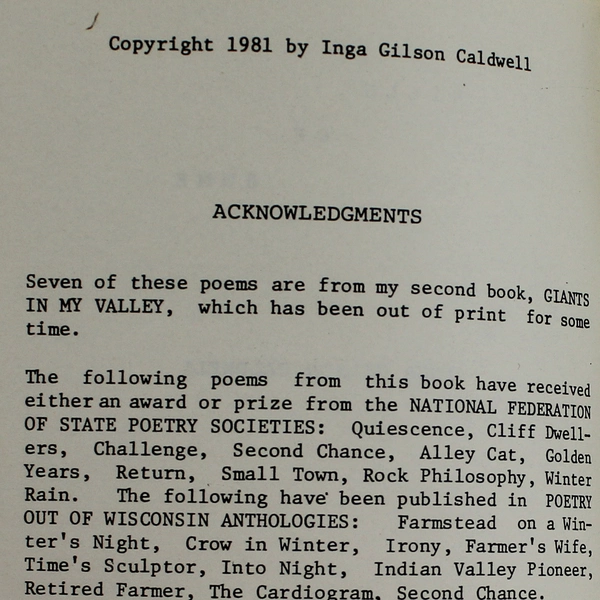Hills Of Home by Inga Gilson Caldwell 1981 J & C Transcripts Paperback