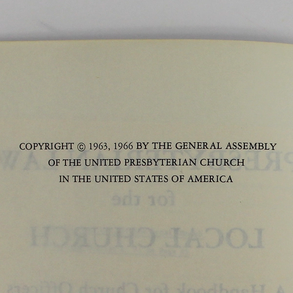 Presbyterian Law for the Local Church Book 1980 - Eugene Carson Blake Edition