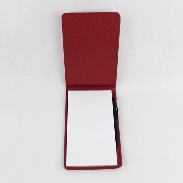 Vintage Red Faux Leather Notebook Card Holder & Keychain Set - Collectible