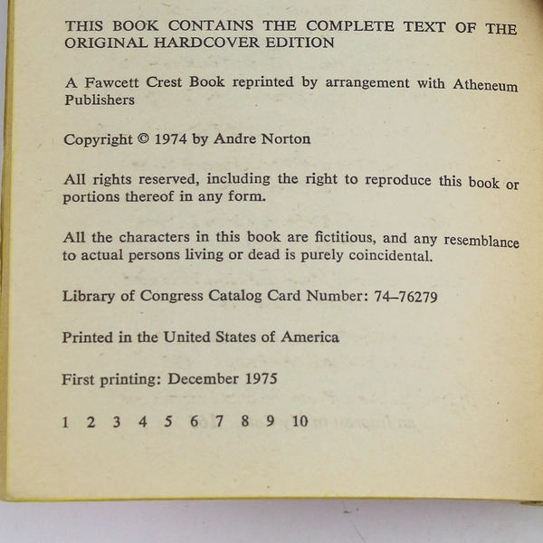 The Jargoon Pard by Andre Norton 1974 Fawcett Paperback Sci-Fi Novel