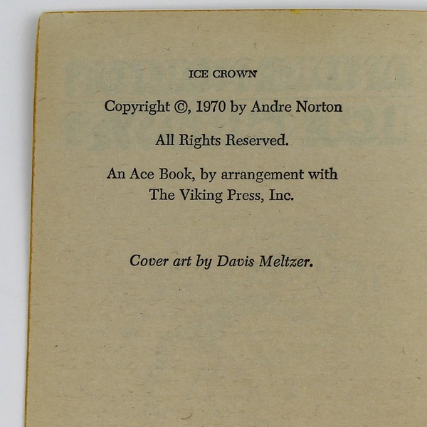 Ice Crown by Andre Norton 1970 Ace Paperback Novel - Used Condition