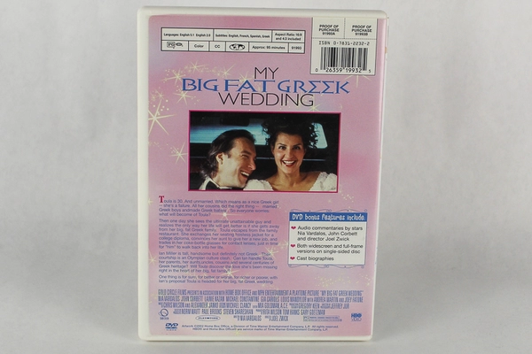 My Big Fat Greek Wedding DVD 2002 Nia Vardalos John Corbett Comedy