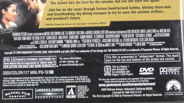 Lara Croft: Tomb Raider - The Cradle of Life DVD Angelina Jolie 2003
